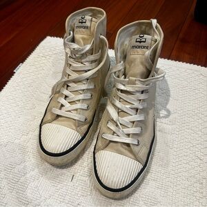 Isabel Marant Beige Canvas High-Top Sneakers